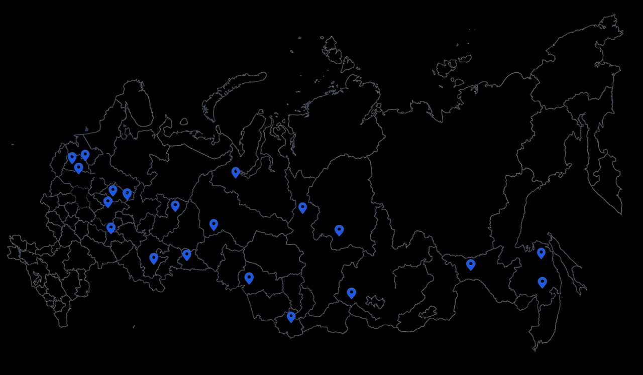 Карта присутствия Точка.CRM в регионах России